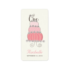 Roze Cake One Baby Girl 1e verjaardag Labels