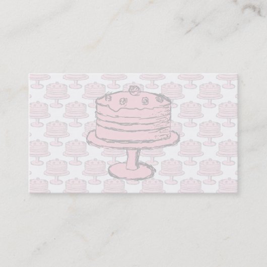 Roze Cake op roze Cake Pattern. Visitekaartje (Voorkant)
