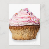 Roze cake, op witte achtergrond, uitgesneden briefkaart (Voorkant)