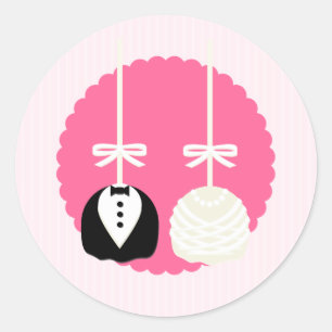Roze Cake Pop Bruiloft Envelop Afdichtingen Ronde Sticker