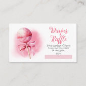 Roze Cake Pop Meisje Baby shower Luier Raffle Informatiekaartje (Voorkant)