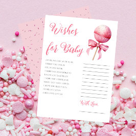 Roze Cake Pop Meisje Baby shower Wensen voor Baby Kaart