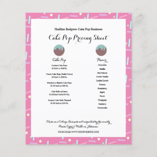 Roze Cake Pop Zakelijk Logo Spikkels Prijslijst Flyer