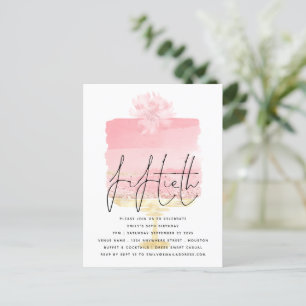 Roze Cake Script Overlay 50th Birthday Invitation Briefkaart