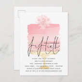 Roze Cake Script Overlay 50th Birthday Invitation Briefkaart (Voorkant / Achterkant)