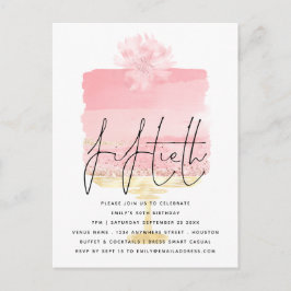 Roze Cake Script Overlay 50th Birthday Invitation Briefkaart