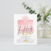 Roze Cake Script Overlay 50th Birthday Invitation Briefkaart (Staand voorkant)