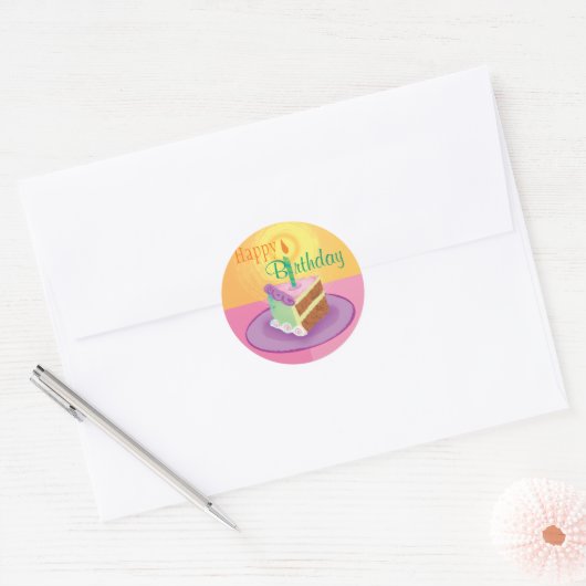 Roze Cake Slice Sticker (Envelop)