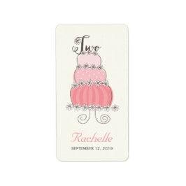 Roze Cake Two Baby Girl 2e verjaardag Labels