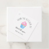 Roze cake uit de keuken van de bakkerij bedankjes labels (In situ)