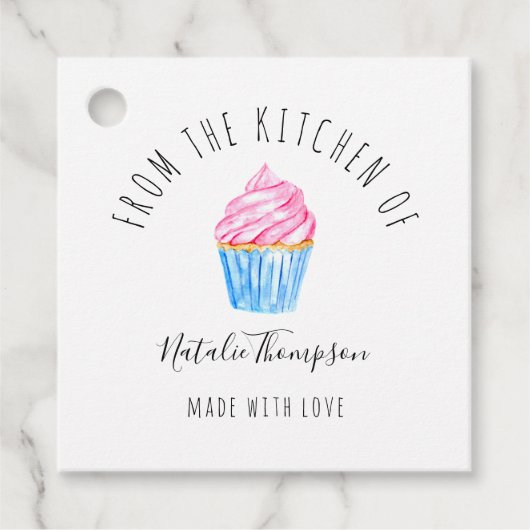 Roze cake uit de keuken van de bakkerij bedankjes labels (Voorkant)