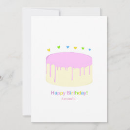 Roze cake-verjaardagskaart bedankkaart