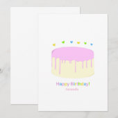 Roze cake-verjaardagskaart bedankkaart (Voorkant / Achterkant)