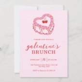 Roze Cakegalentine's Day Brunch Kaart (Voorkant)
