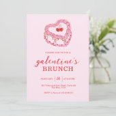 Roze Cakegalentine's Day Brunch Kaart (Staand voorkant)
