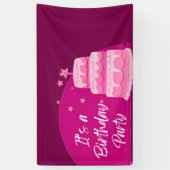 Roze Cakes Verjaardagsfeestje Spandoek (Verticaal)