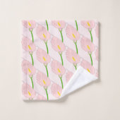 Roze Cala Lily Design Bad Handdoek (Wasdoekje)
