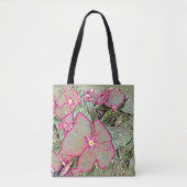 Roze Caladiumblad en Abstract Botanisch Tote Bag (Voorkant)