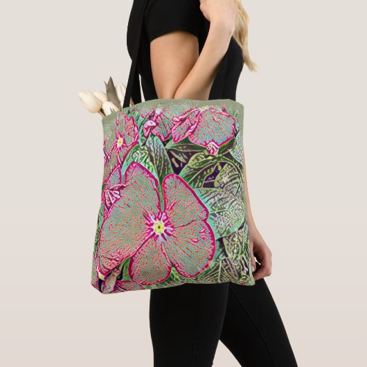 Roze Caladiumblad en Abstract Botanisch Tote Bag (Dichtbij)
