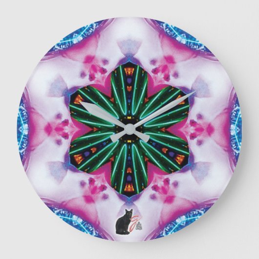 Roze caleidoscoop grote klok (Voorkant)