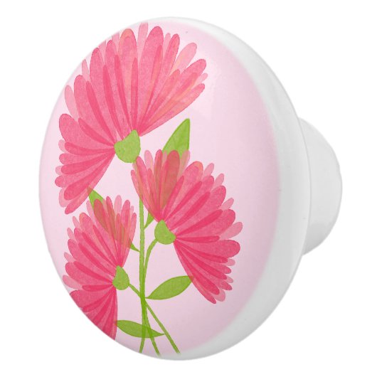 Roze Calendula Bloemen Waterverf Kunst Keramische Knop (Rechts)