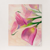 Roze Calla bloemen, acryl schilderij Legpuzzel (Verticaal)