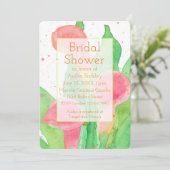 Roze Calla Lelie Bloemen Bruidsuitnodiging Kaart (Staand voorkant)