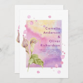 Roze Calla lelie bloemen trouw uitnodiging LeahG (Voorkant / Achterkant)