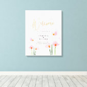 Roze Calla Lelie Bruiloft Welkom Bord Canvas Afdruk (Insitu (Houten vloer))