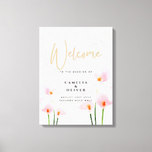 Roze Calla Lelie Bruiloft Welkom Bord Canvas Afdruk
