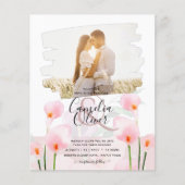Roze Calla lelie LeahG FOTO Overlay Trouw Uitnodig (Voorkant)