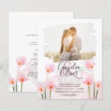 Roze Calla lelie LeahG FOTO Overlay Trouw Uitnodig