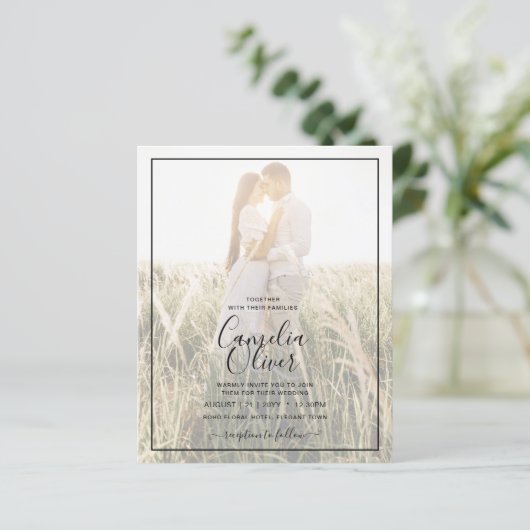 Roze Calla lelie LeahG FOTO Overlay Trouw Uitnodig (Staand voorkant)