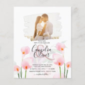 Roze Calla lelie LeahG FOTO Overlay Trouw Uitnodig (Voorkant)