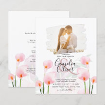 Roze Calla lelie LeahG FOTO Overlay Trouw Uitnodig