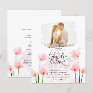 Roze Calla lelie LeahG FOTO Overlay Trouw Uitnodig