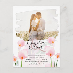 Roze Calla lelie LeahG FOTO Overlay Trouw Uitnodig Briefkaart