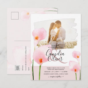Roze Calla lelie LeahG FOTO Overlay Trouw Uitnodig Briefkaart
