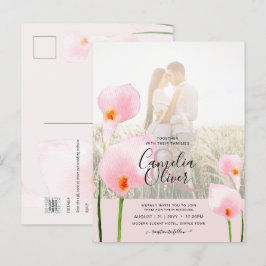 Roze Calla lelie LeahG FOTO Overlay Trouw Uitnodig Briefkaart