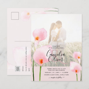 Roze Calla lelie LeahG FOTO Overlay Trouw Uitnodig Briefkaart