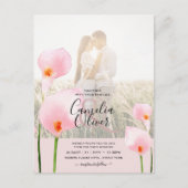 Roze Calla lelie LeahG FOTO Overlay Trouw Uitnodig Briefkaart (Voorkant)