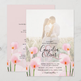 Roze Calla lelie LeahG FOTO Overlay Trouw Uitnodig Kaart