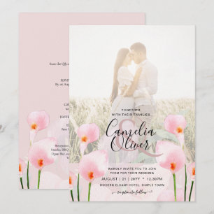 Roze Calla lelie LeahG FOTO Overlay Trouw Uitnodig Kaart