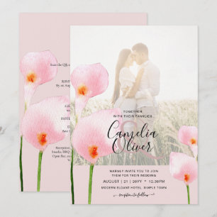 Roze Calla lelie LeahG FOTO Overlay Trouw Uitnodig Kaart
