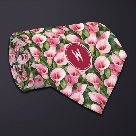 Roze Calla Lelies Bloemen  Stropdas