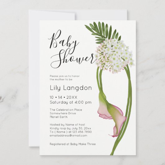 Roze Calla Lilies Elegant & Modern Floral | wit Kaart (Voorkant)