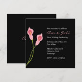 Roze Calla Lilies Jubileum Party - zwart Kaart (Voorkant / Achterkant)