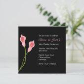 Roze Calla Lilies Jubileum Party - zwart Kaart (Staand voorkant)