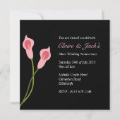 Roze Calla Lilies Jubileum Party - zwart Kaart (Voorkant)