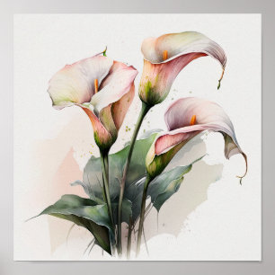 Roze Calla Lilies Lily Flower Art Print Poster